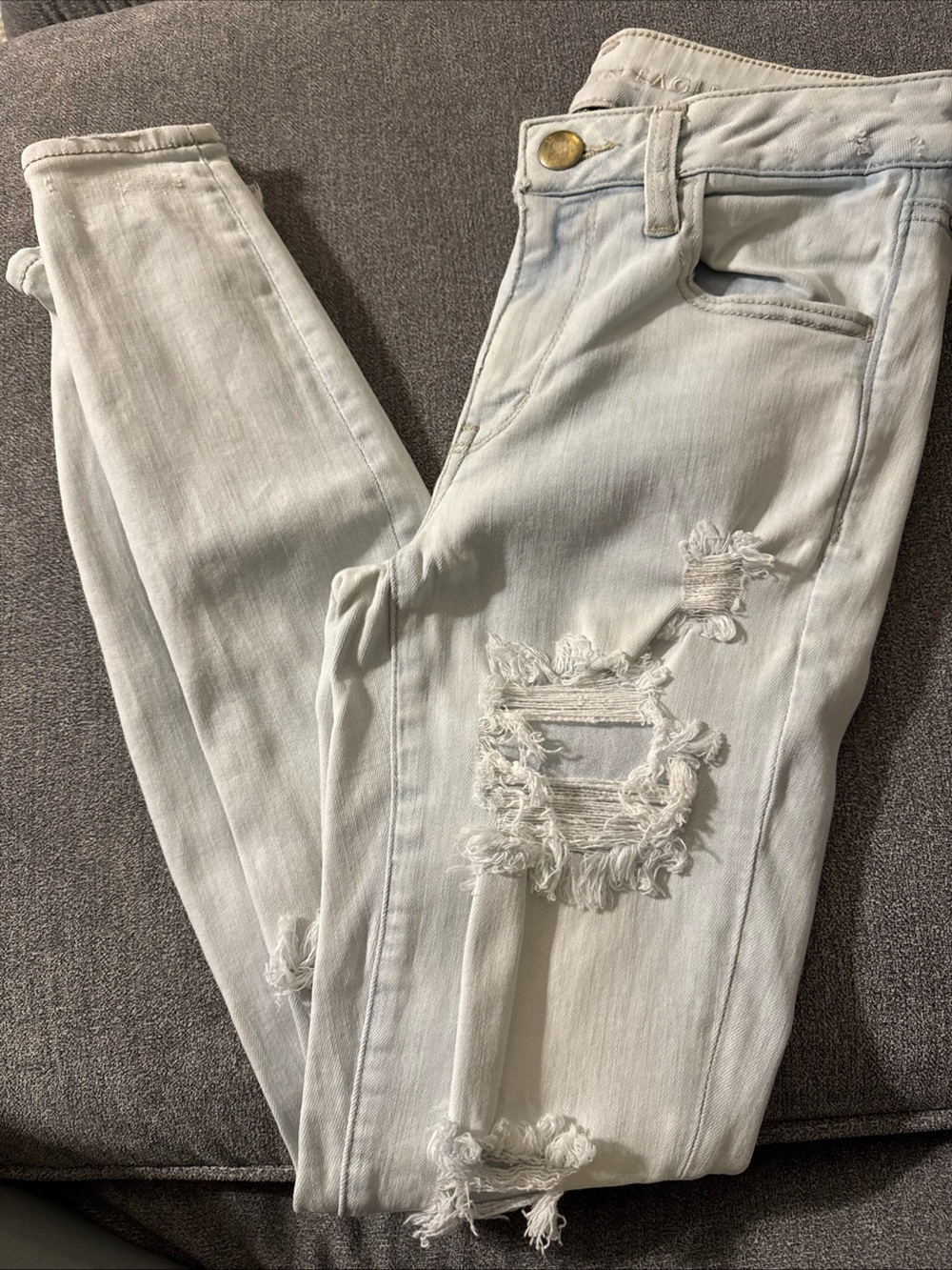 American Eagle Outfitters Next Level Stretch Skinny Jeans with Distressed Rips